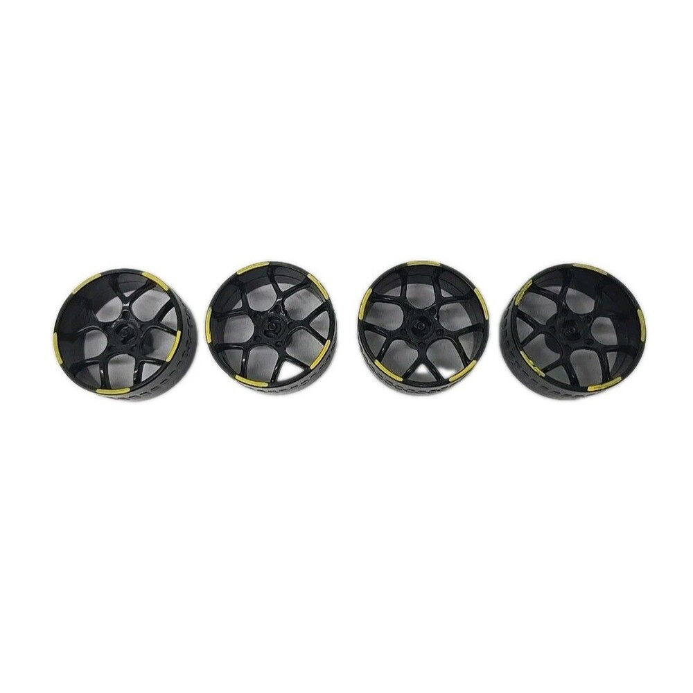 4 Knex Slick Tires Small 1-5/8" Black Yellow Spider Wheels K'nex Replacements